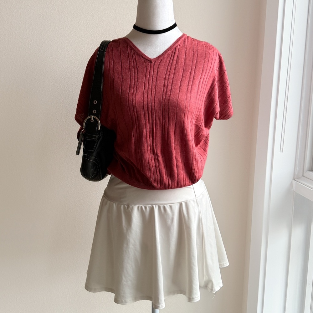 Adrianna Papell Red V-Neck Sweater Top Size S